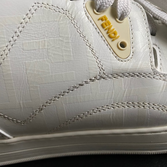 Fendi white leather trainers rubber shoes monogram double F size 7 Italy low cut main image 7